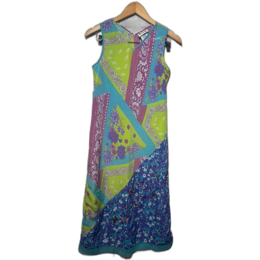 Speechless y2k Midi Dress Patchwork Bandana Print Beaded Funky Retro VTG size 16